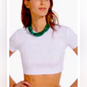 STAUD 
CORSO RHINESTONE CROPPED TEE
SIZE (L) WHITE